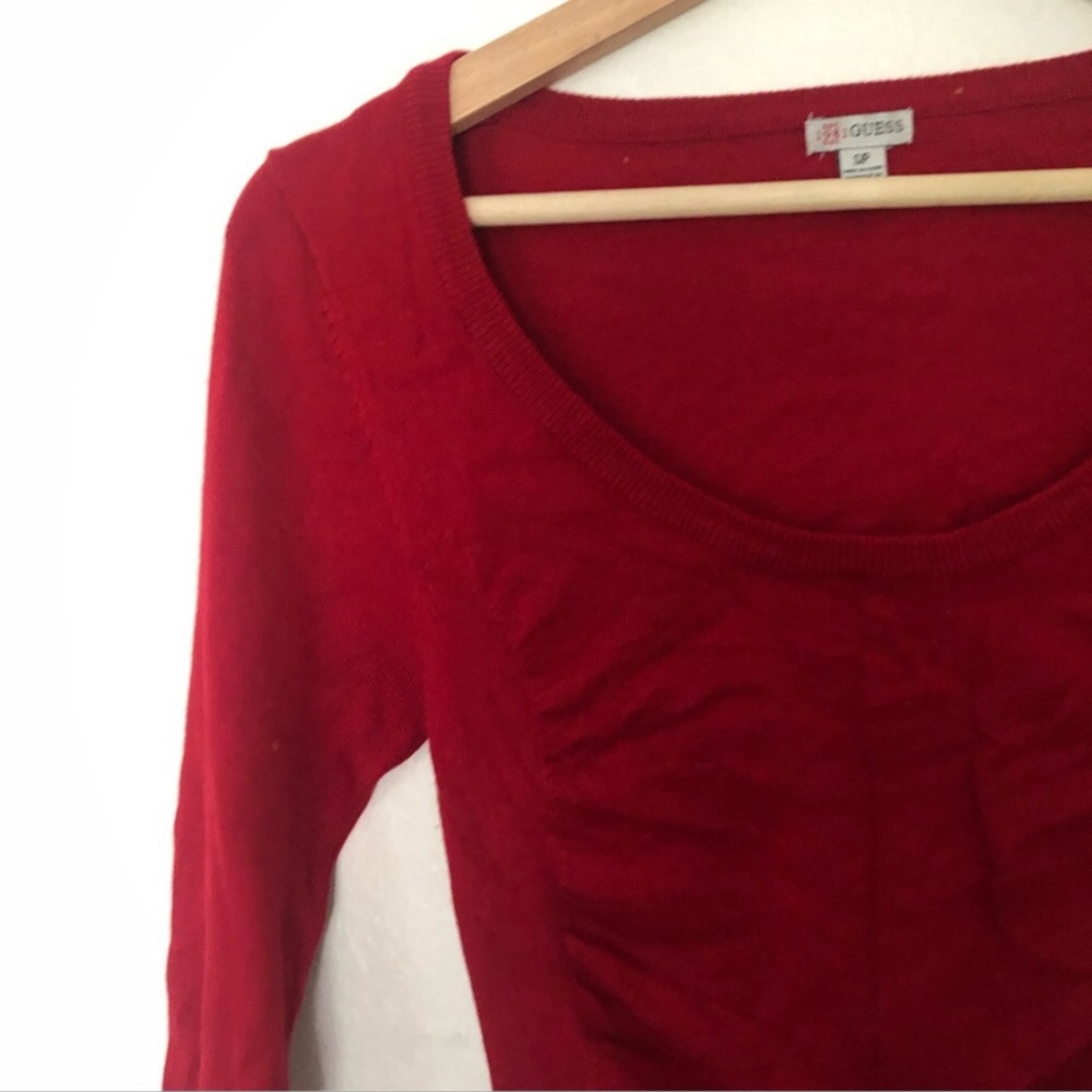 Guess Rouched Long Sleeve Dress in Red Size Small - Picture 5 of 7